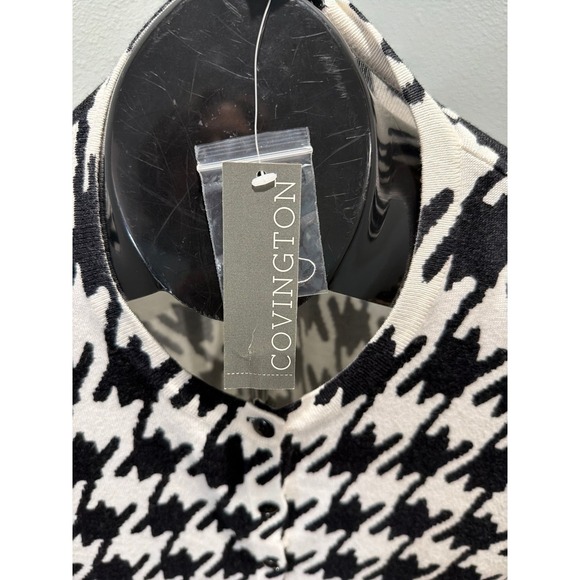 NWT Covington Houndstooth Black and White Large Cardigan Sweater - Picture 2 of 4